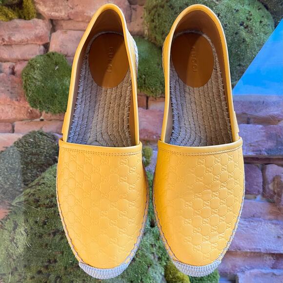 GUCCI Yellow Microguccissima Leather Espadrilles SZ 38.5 (8.5 US) - Picture 3 of 8